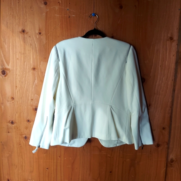 Chico's Black Label Antique White Zipper Blazer Jacket - Picture 2 of 16